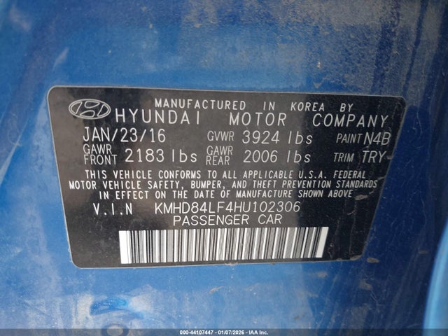 KMHD84LF4HU102306 Hyundai Elantra Limited