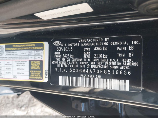 5XXGM4A73FG516656 KIA Optima Lx