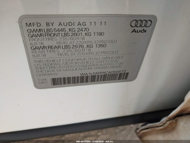 2012 AUDI Q5 WA1LFAFPXCA056672 Photo 8