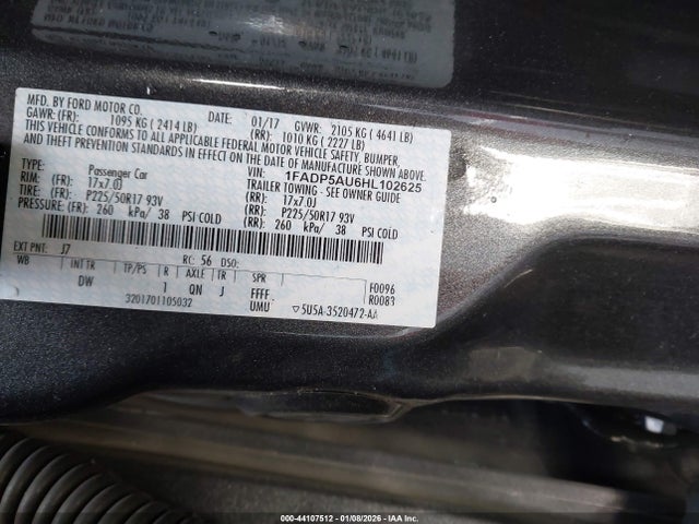 1FADP5AU6HL102625 Ford C-max Hybrid Se