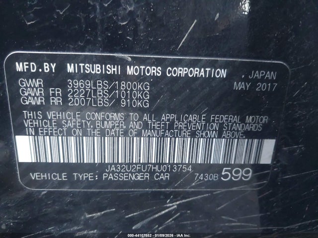 JA32U2FU7HU013754 Mitsubishi LANCER ES