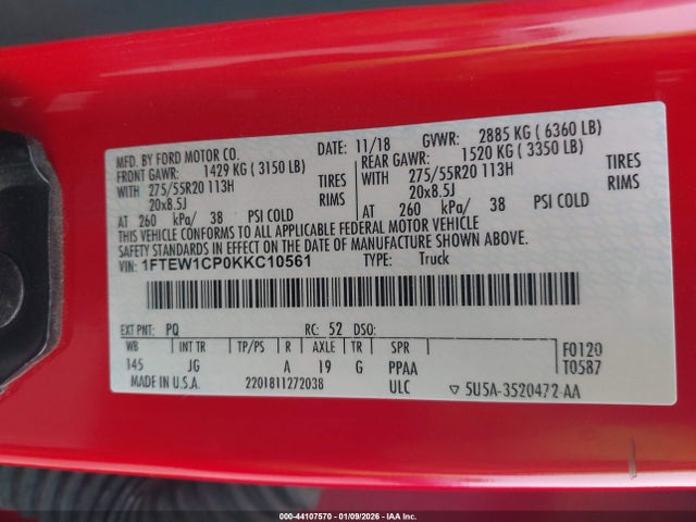 1FTEW1CP0KKC10561 Ford F-150 Xl