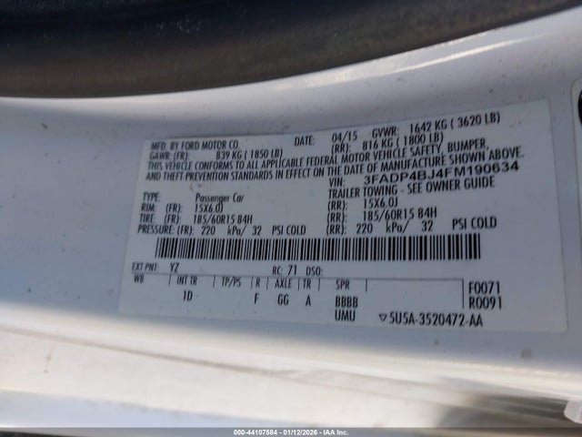 3FADP4BJ4FM190634 Ford FIESTA SE
