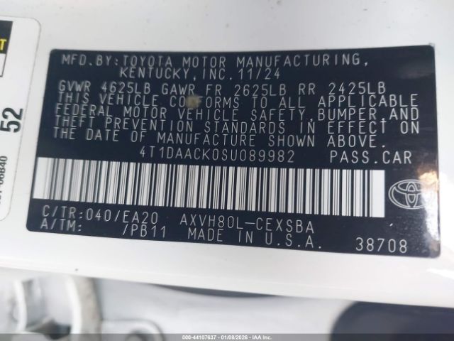 2025 TOYOTA CAMRY 4T1DAACK0SU089982 Photo 8