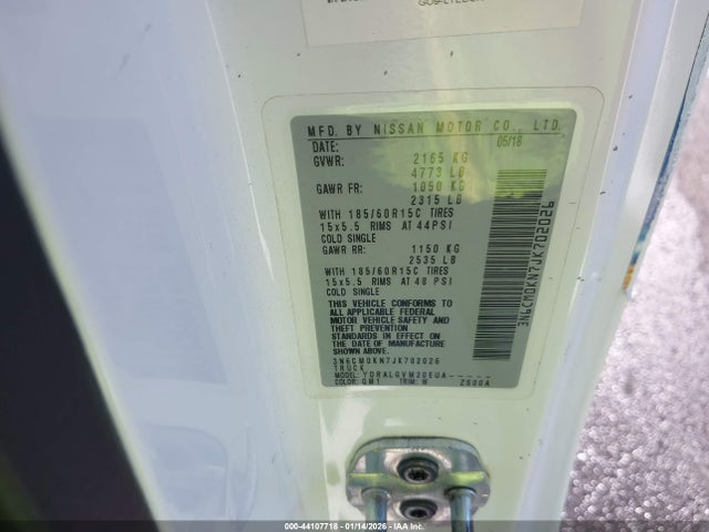 3N6CM0KN7JK702026 Nissan NV200 SV