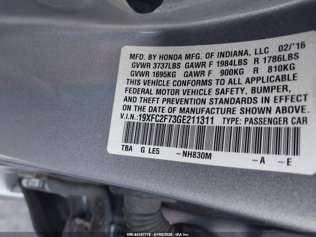 Honda CIVIC EX 2016 19XFC2F73GE211311 Image 9