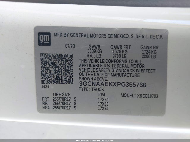 3GCNAAEKXPG355766 Chevrolet Silverado 1500 2wd Standard Bed Wt