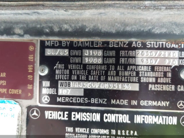 1985 MERCEDES-BENZ 380 WDBBA45C9FA035136 Photo 8