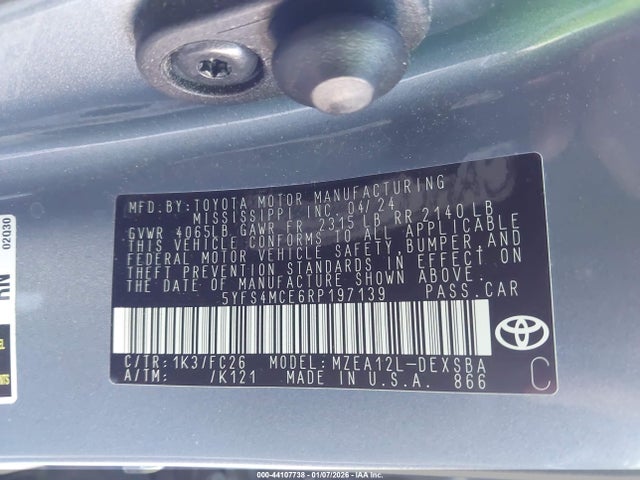 5YFS4MCE6RP197139 Toyota COROLLA SE