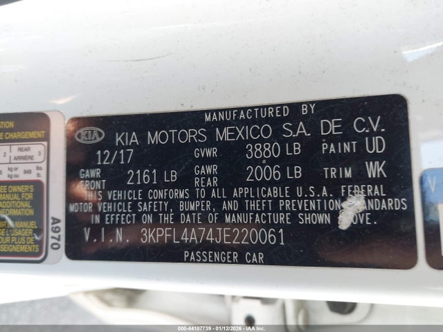 3KPFL4A74JE220061 KIA FORTE S