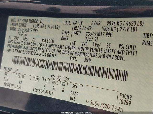 2018 FORD ESCAPE 1FMCU0GD2JUC16867 Photo 8