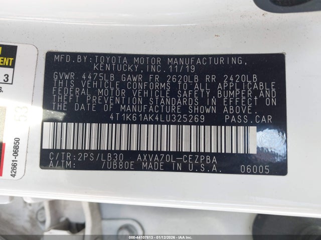 4T1K61AK4LU325269 Toyota CAMRY XSE