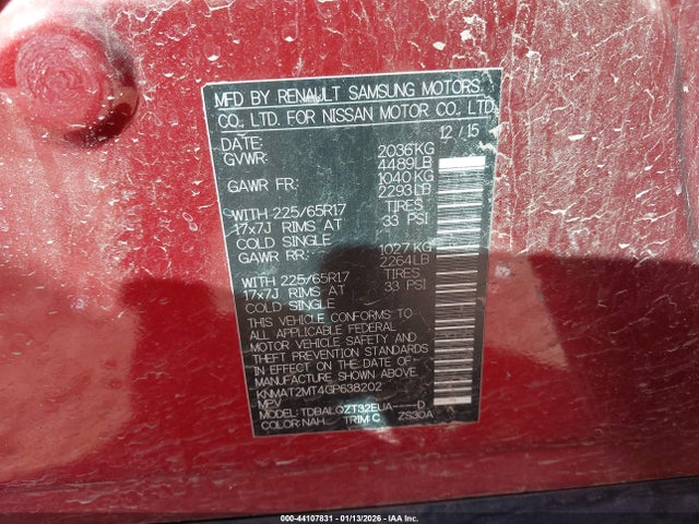 Nissan ROGUE SV 2016 KNMAT2MT4GP638202 Image 9