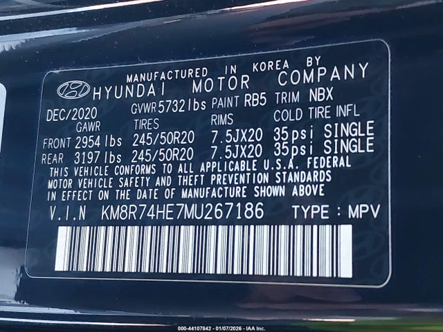 KM8R74HE7MU267186 Hyundai Palisade Calligraphy