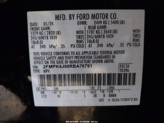 2FMPK4J90RBA76791 Ford EDGE SEL
