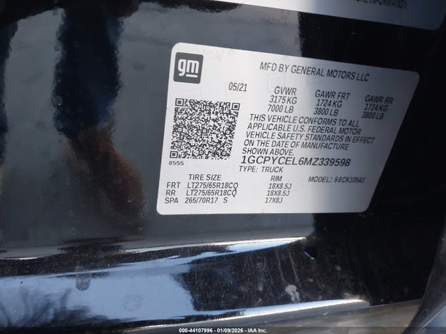 1GCPYCEL6MZ339598 Chevrolet Silverado 1500 4wd Short Bed Custom Trail Boss