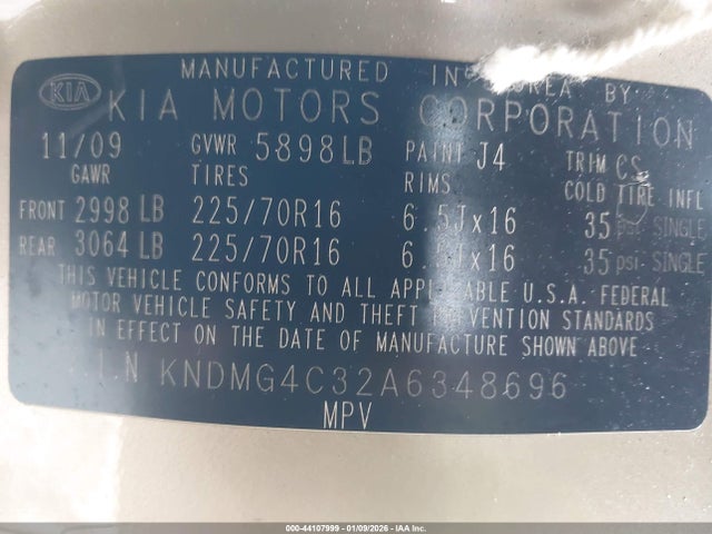 2010 KIA SEDONA KNDMG4C32A6348696 Photo 8