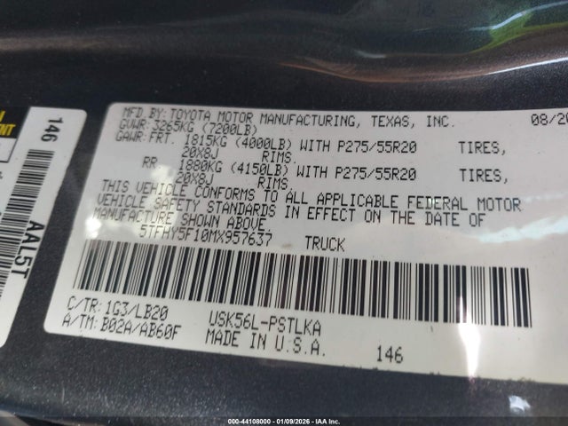 5TFHY5F10MX957637 Toyota Tundra Limited
