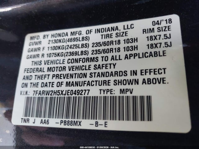 7FARW2H5XJE049277 Honda CR-V EX