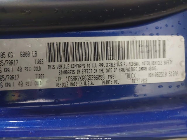 1C6RR7KG6GS396098 RAM 1500 Tradesman