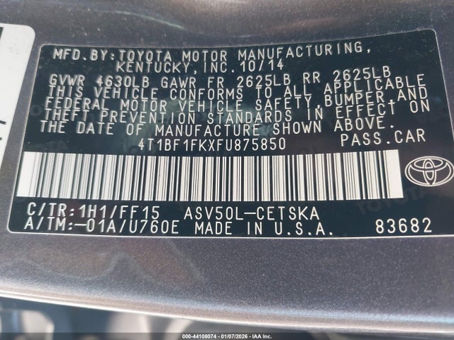 4T1BF1FKXFU875850 Toyota CAMRY SE