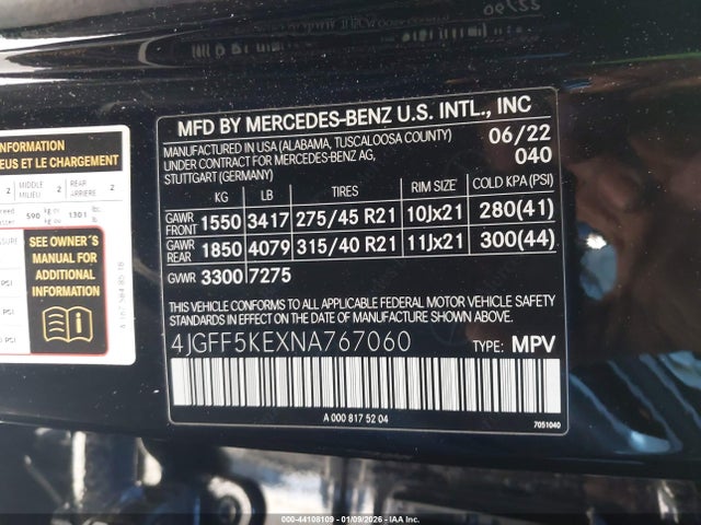 4JGFF5KEXNA767060 Mercedes-Benz Gls 450 4matic