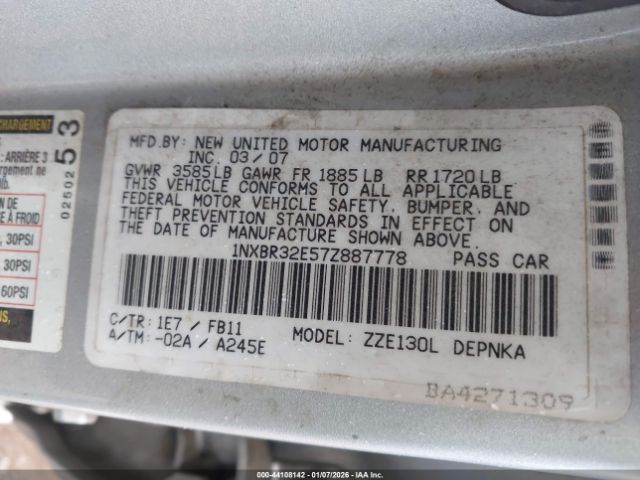 2007 TOYOTA COROLLA 1NXBR32E57Z887778 Photo 8