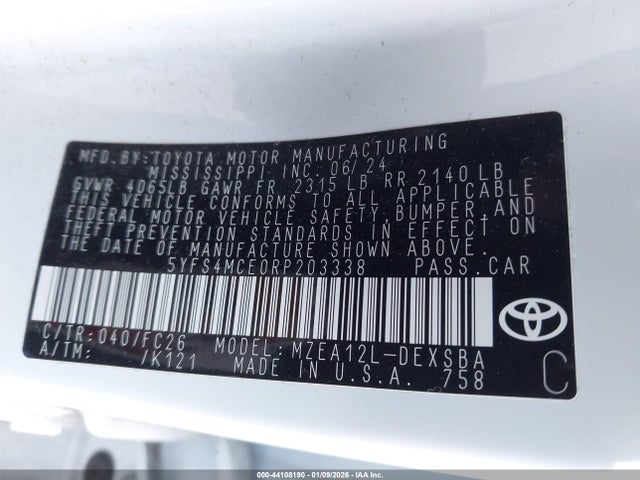 5YFS4MCE0RP203338 Toyota COROLLA SE