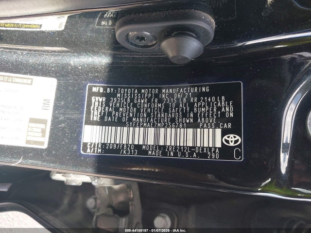 2021 Toyota Corolla Le მანქანა იყიდება აუქციონზე, vin: 5YFEPMAE7MP256781, აუქციონის ნომერი: 44108197