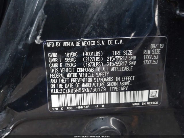 3CZRU5H55KM730179 Honda HR-V EX