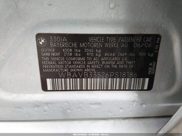 2006 BMW 330I WBAVB33526PS18186 Photo 8