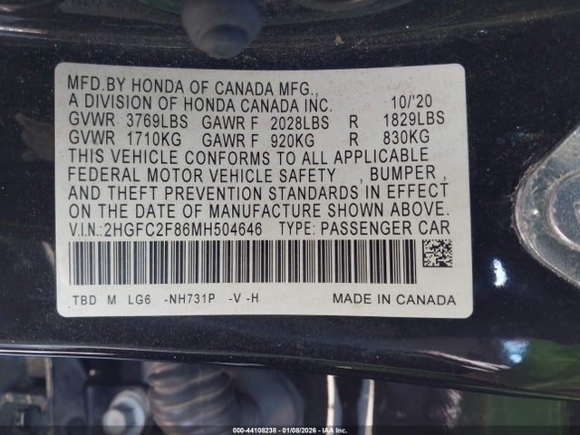 Honda Civic Sport 2021 2HGFC2F86MH504646 Image 9