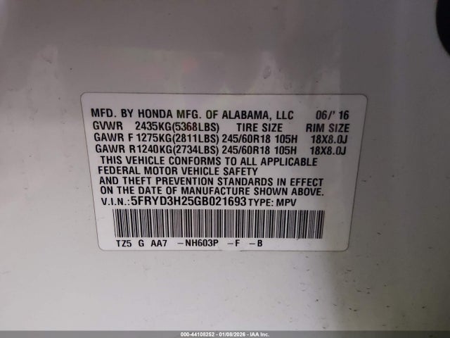 2016 ACURA MDX 5FRYD3H25GB021693 Photo 8