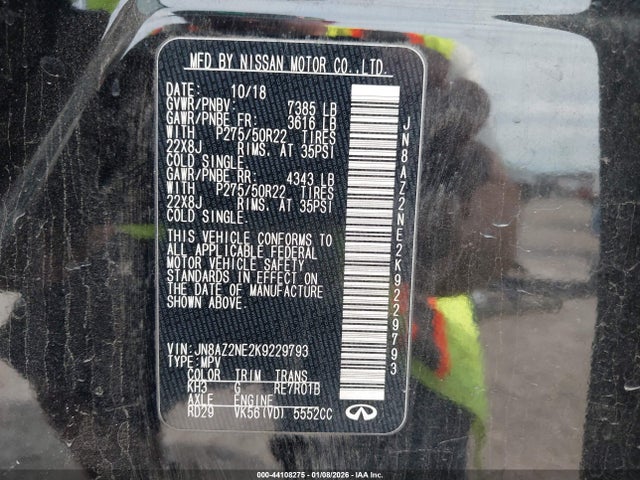 Продажа на аукционе авто 2019 Infiniti Qx80 Luxe, vin: JN8AZ2NE2K9229793, номер лота: 44108275