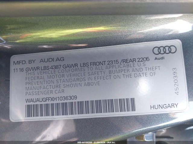 2017 AUDI A3 WAUAUGFFXH1036309 Photo 8