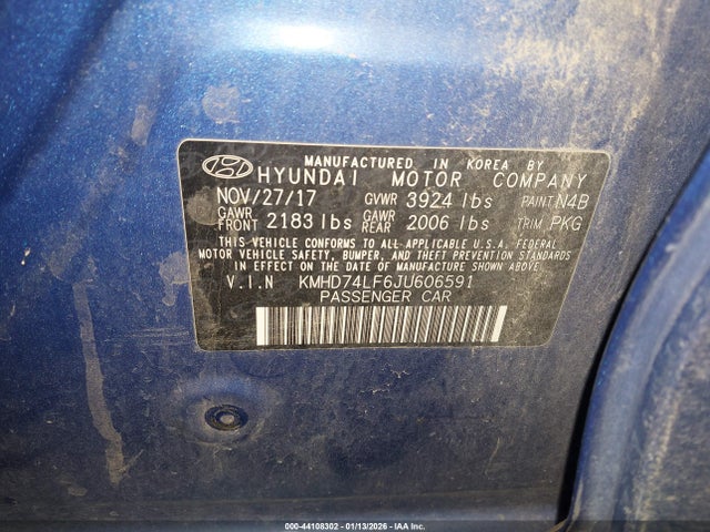 KMHD74LF6JU606591 Hyundai ELANTRA SE