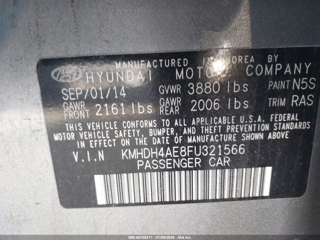 KMHDH4AE8FU321566 Hyundai ELANTRA SE