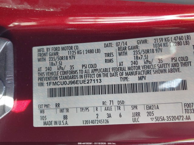1FMCU0J96EUE27113 Ford Escape Titanium