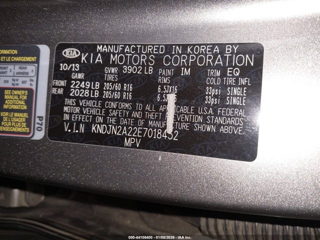 Продажа на аукционе авто 2014 Kia Soul, vin: KNDJN2A22E7018452, номер лота: 44108400