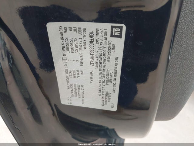 44108431 :رقم المزاد ، 1GKFK66838J186437 vin ، 2008 Gmc Yukon Xl 1500 Denali مزاد بيع