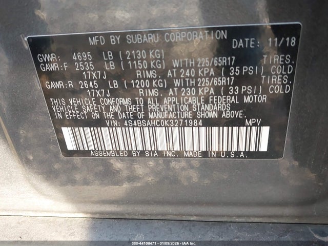 4S4BSAHC0K3271984 Subaru Outback 2.5i Premium
