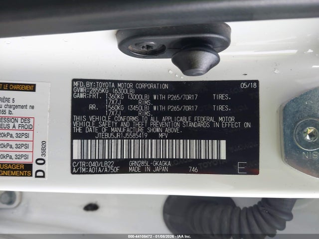 JTEBU5JR1J5585419 Toyota 4runner Sr5 Premium