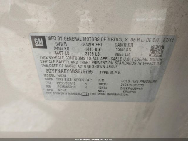 2011 CADILLAC SRX 3GYFNAEY6BS676765 Photo 8