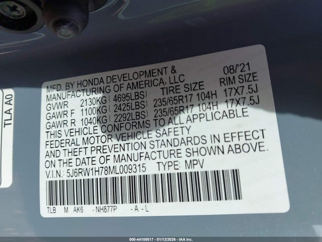 2021 HONDA CR-V 5J6RW1H78ML009315 Photo 8