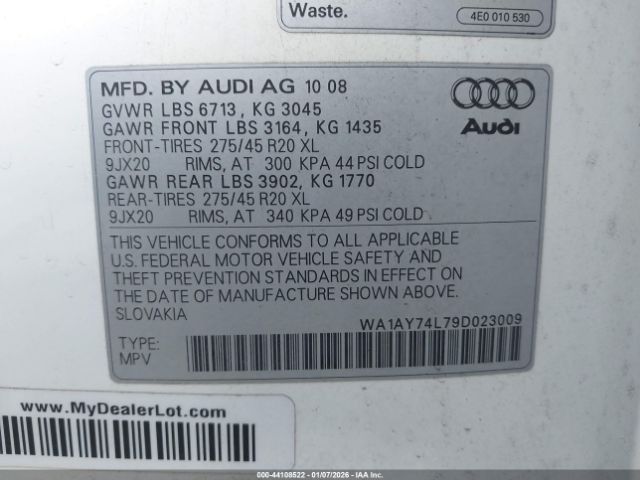 2009 AUDI Q7 WA1AY74L79D023009 Photo 8