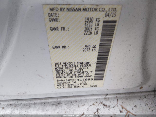 1N4AL3AP9FC415999 Nissan Altima 2.5/2.5 S/2.5 Sl/2.5 Sv
