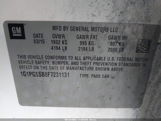 1G1PG5SB8F7231131 Chevrolet CRUZE LTZ