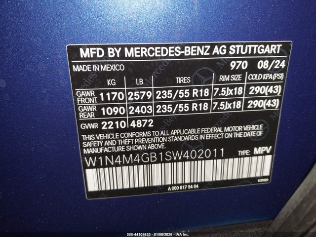 W1N4M4GB1SW402011 Mercedes-Benz GLB 250