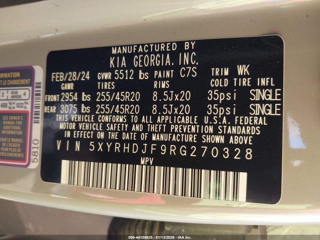5XYRHDJF9RG270328 KIA Sorento X-line Ex