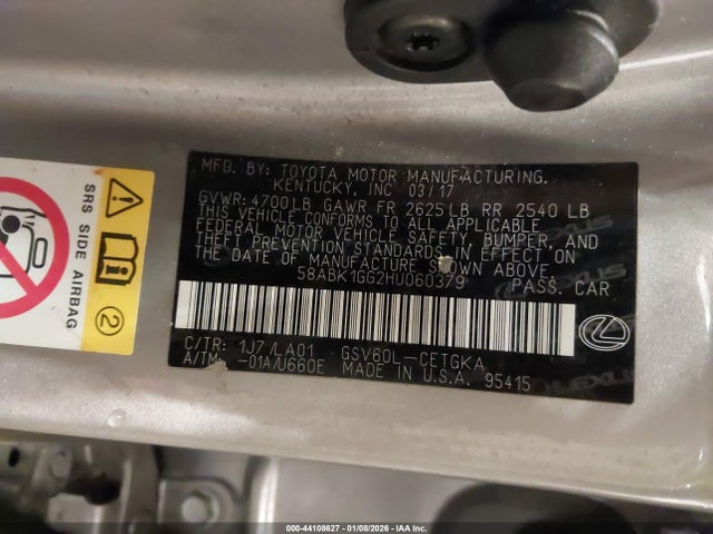 58ABK1GG2HU060379 Lexus ES 350